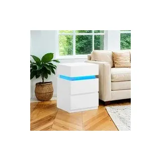 VASAGLE Nachttisch mit LED-Beleuchtung, Beistelltisch, einstellbare Farben