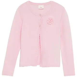 S.Oliver Junior Strickjacke mit Wellsaum und floraler Applikation, Weiss, 116