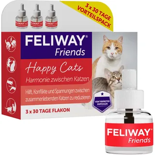 Nachfüllflakons für FELIWAY Friends - 3 x 30 Tage Vorteilspack für den Pheromon Verdampfer, 3 x 48ml