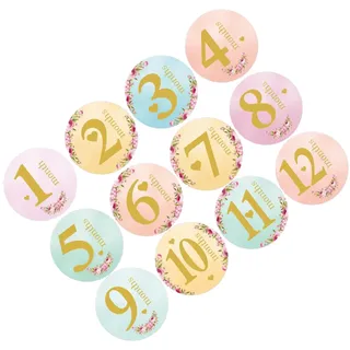 Hemobllo Baby-Aufkleber für Neugeborene 12 Stück Runde Form Selbstklebende Aufkleber für Babymonate Kleinkinder Babyparty-