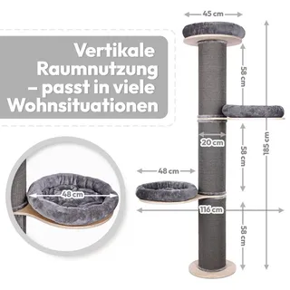 Pet Violet Kratzbaum wandmontiert 185 cm grau