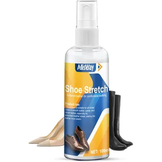 AllisWay Dehnungsspray Schuhe, Leder Weichmacher, Schuhdehner Spray, Schuhe Weiten, Geeignet für Weichmachen Von Leder, Wildleder, Lackleder, Lindert Fußknirschen, Beseitigt Druckstellen, 100 Ml