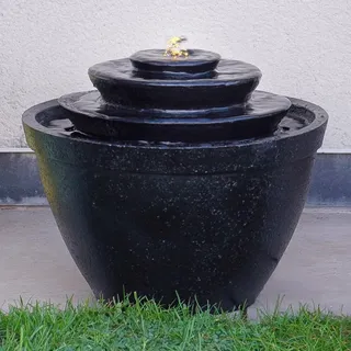 Festive Lights 30cm LED Solar Springbrunnen Schalenform Brunnen Schale - Solar und USB-betrieben, Solar Brunnen Garten für Innen und Außen Solar Brunnen für draussen Wasserspiel Garten