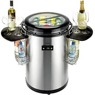Syntrox 50 l Kühlfass | Kühltonne | Getränkefass | Partycooler | Flaschenkühler Salaron, für Veranstaltungen, mit Glasdeckel, Temperaturanzeige, 75 Watt (Weiß)