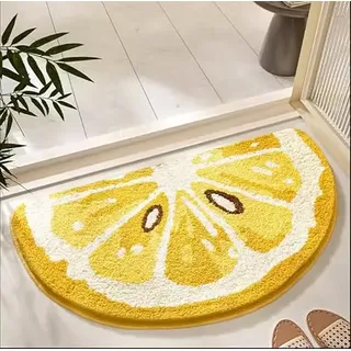 Strunt Lemon Fruit Badematte, halbrund, 50 x 80 cm, rutschfest, Polyester, Obst/abstrakt, für Badezimmer
