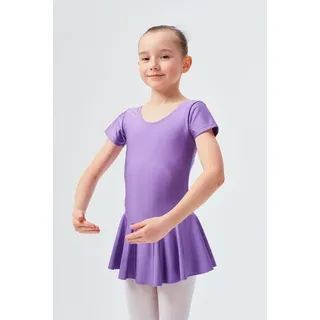 tanzmuster Bodykleid Ballettkleid Marina aus glänzendem Lycra Ballettbody mit Röckchen für Mädchen lila 164/170