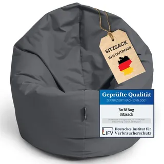 BuBiBag 2in1 Sitzsack für Kinder & Erwachsene, Indoor & Outdoor Sitzsäcke, Gaming Sitzsack für das Kinderzimmer, (125 cm Durchmesser, anthrazit)