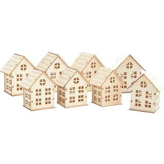 VBS 8er-Pack Holzbausatz HÄUSCHEN 6,2x4,5x7,3cm Weihnachtshaus Holzhäuser Winterdorf