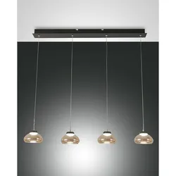 Fabas Luce LED Pendelleuchte ARABELLA 1 inkl. SMART LUCE, 4-flammig, Leiste, 32W 3000K 3020lm, dimmbar, amber FAB-3547-48-125-01