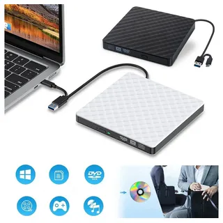 PRIISF Externe CD DVD RW Laufwerk USB 3.0 Typ-C, für alle PC/Desktop Portable CD-Brenner (USB 3.0, Typ-C, DVD 8x/CD 6x, USB Anschlüsse DVD-Brenner Kompatibel mit Windows Mac OS,Plug and Play) weiß