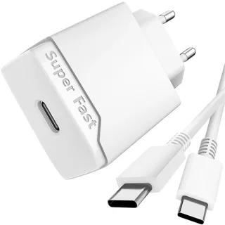 Newding 25W Ladekabel für Samsung Galaxy M55 M54 M35 M34 M16 M15 M14 M13 M12 M11 M04 S25 Edge 5g FE Ultra Plus, Super Ladegerät Netzteil für Samsung USB C, Typ C Schnellladekabel Weiß