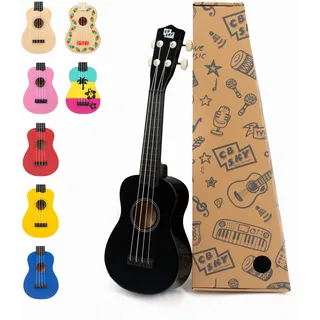 CB Sky Soprano Ukulele 53cm Anfänger, Schüler Hawaiian Gitarre (Black) 3-5 5-9 Jahre alt