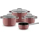 WMF Fusiontec MineralPro, Pfanne + Kochtopf, Rosa, Rot, Silber