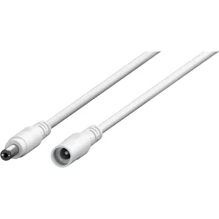 goobay DC Strom Verlängerungskabel (5,5 x 2,5 mm Stecker), 3m Netzteil Verlängerung ideal für LED-Streifen, Fritzbox, Router - Kameras, 5-24V, 5A Max, weiß