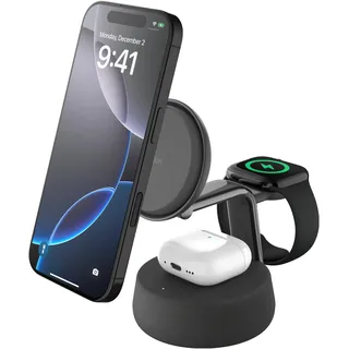 Belkin UltraCharge Pro Magnetische 3-in-1-Ladestation mit Qi2 25W schwarz
