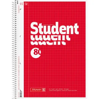 Brunnen Collegeblock Student A4 kariert 80 Blatt, rot