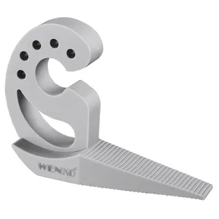 Wenko Multi-Stop, Flexibler Türstopper und Fensterstopper mit vielen Funktionen aus hochwertigem Kunststoff, für Türen, Fenster und Schubladen als Puffer und Klemmschutz, 11,8 x 7,7 x 2,5 cm, Grau