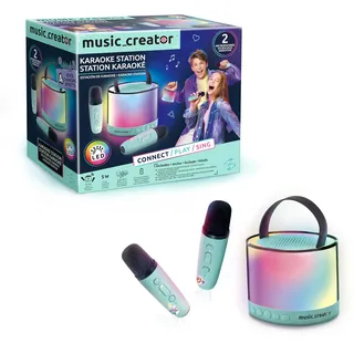 CANAL TOYS - Creator Mini Karaoke Station mit Bluetooth Lautsprecher INF 044– 2 Mikrofone kabellos & Stimmverzerrer – Partybox mit LED-Licht – Perfekt für Kinder & Erwachsene