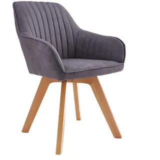 Riess Ambiente Drehbarer Design Stuhl Livorno Vintage grau Buchenholz Beine Esszimmerstuhl Küchenstuhl Besucherstuhl