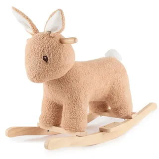Bieco Plüsch Schaukeltier Hase Fine, 68 cm | Kinder Schaukelstuhl mit Sicherheitsgurt | Baby Schaukel | Schaukel Kleinkind | Schaukeltier Baby Schaukelwippe ab 1 Jahr | Schaukelpferd Holz