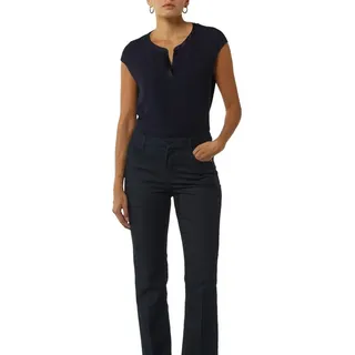 comma Blusenshirt mit geschlitztem Rundhals, Satin-Optik blau 34 EU
