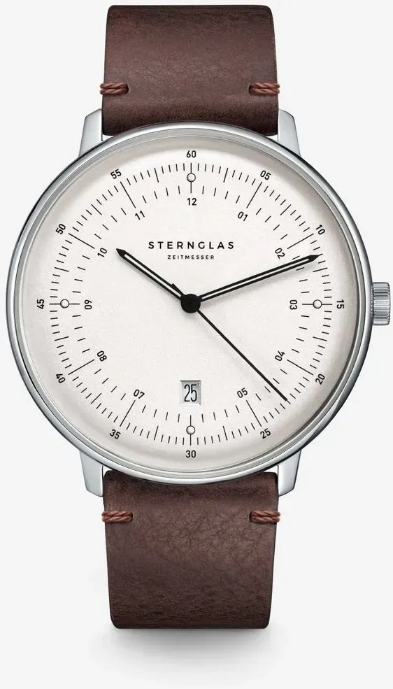 STERNGLAS - HAMBURG - silber satiniert - silber - vintage mokka / 42MM