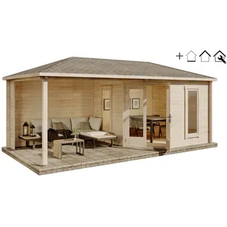 Alpholz Premium Gartenhaus-Set 5-Eck Liwa 595x300cm inkl. Boden & Dach & Aufbauservice