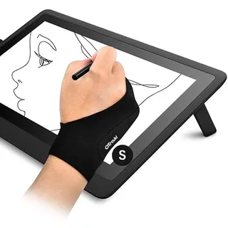 OTraki 2 Stück Zeichenhandschuh, Drawing Glove, Antifouling Handschuh Palm, Black Glove Zwei Finger Verdickungs Handschuhe 2 Finger Handschuhe Zeichnen Für Grafiktablett, Pad, Display(XS) 7X18.5CM