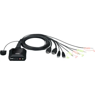 ATEN CS22H 2-Port USB 4K HDMI Kabel KVM Switch mit Audio und Remote