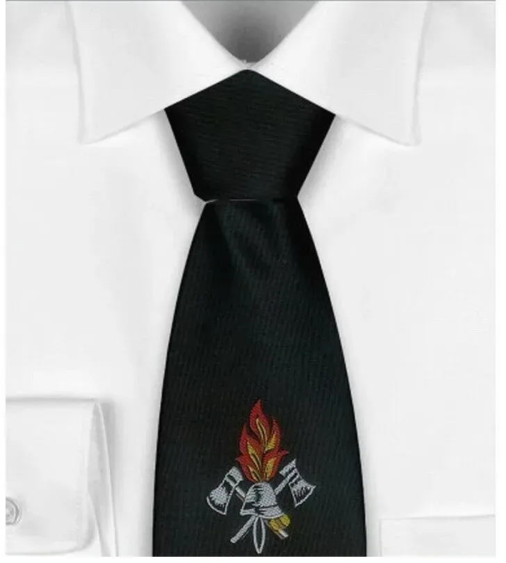 Feuerwehr Krawatte mit Feuerwehr-Emblem und Gummiband Standard Schwarz