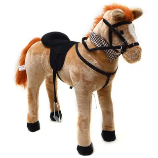 Pink Papaya Stehpferd Spielpferd zum Reiten für Kinder 65 / 75 cm Plüschpferd, Kuscheliges Stehpferd für Kinder, handgefertigt braun