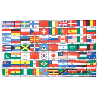 AZ FLAG Flagge Welt 70 Nationen 150x90cm - 70 LÄNDER Fahne 90 x 150 cm - flaggen Top Qualität