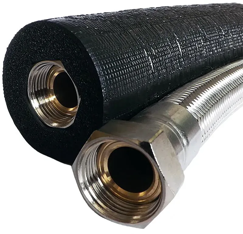2 x Wärmepumpenanschlussleitung flexibel inkl. Isolierung 28mm x 1 1/4'' IG ÜWM 0,75m Länge