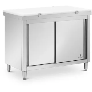 Royal Catering RCBWC-1260 Arbeitsschrank Edelstahl 120 x 60 cm 500 kg - inkl. Schneidplatte Edelstahlschrank Gastro-Arbeitsschrank