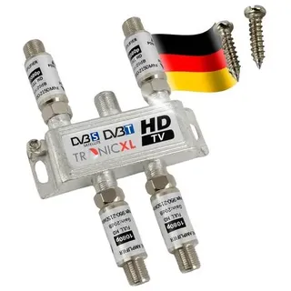 4-fach Sat Splitter 80dB Verstärker Antennenverteiler Weiche DVB-S2 DVB-T2 Signalverstärker Antennenverstärker