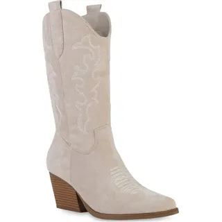 VAN HILL Damen Cowboystiefel Stickereien Schuhe 839969 - 36