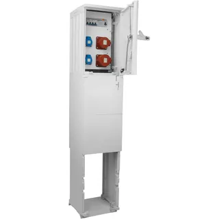 Doktorvolt Stromverteiler auf Fundament BV-SFI 16-32A 2x230V Baustromverteiler Verteilersäule IP44 Doktorvolt DV-5039-F