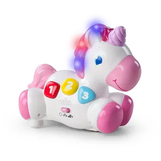 Bright Starts, Einhorn Spielzeug mit Musik und Lichtern, bewegt sich durch Berührung, lehrt Farben, Zahlen und Formen