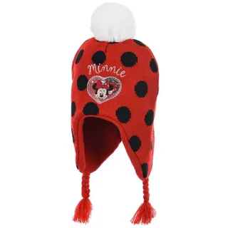 Disney Minnie Mouse Bommelmütze Mädchen Kinder Winter-Bommel-Mütze rot 52