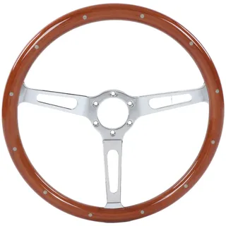 Tonysa 15-Zoll-Retro-Lenkrad, 380 Mm Klassisches Auto-Lenkrad, Vintage-Holzlenkrad mit 6-Loch-Lenkradnabenadapter, Universelles Nachrüst-Vintage-Lenkrad(Braun)