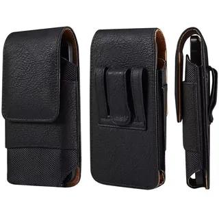 Männer Handy Gürteltasche mit Gütelclip Schwarz, Hülle mit Gürtel Schlaufe Leder, Smartphone Tasche Reißverschluss Handy Holster Outdoor Sport Bauchtasche Brieftasche mit Karabiner für Wandern Camping