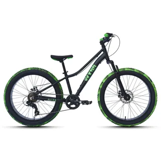 WYNN Fatbike 24 Zoll FAT1.0 schwarz-grün Rahmenhöhe 30 cm Kinder 7 Gänge m