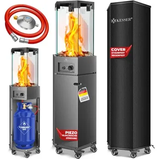 Kesser Gasheizstrahler 4/8 kW + Gasdruckregler + Schutzhülle Grau