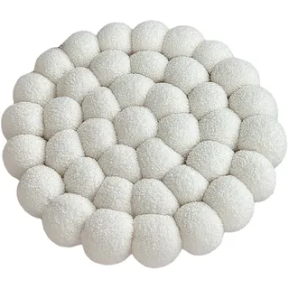 Pasdrucn 40cm Sitzkissen Rund, Weich Dicker Stuhlkissen Cozy, Sitzkissen Stuhl Rund, Bodenkissen Rund Sitzpolster Stuhlauflage, Stuhlkissen 40x40cm, Sitzkissen Boden, Sitzkissen Kinder (Weiß)