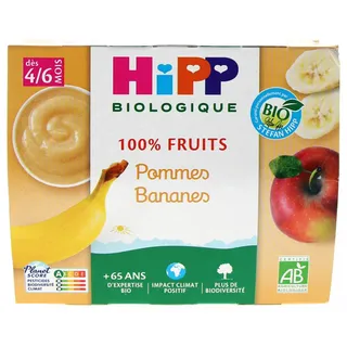 HiPP 100% Früchte Apfel Banane ab 4/6 Monaten Bio 4 Gläser sind Apfel- und Banan