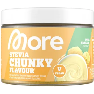 MORE Stevia Chunky Flavour, Pure Vanilla, 150 g, vegan, Geschmackspulver zum Süßen, ohne viel Zucker und Kalorien, mit Inulin und Laktase - made in Germany