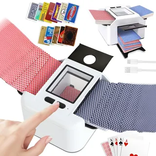 NXPZ Automatischer Kartenspielmischer, Elektrischer Mischer für 1-2 Kartenspiele, Automatischer und manueller Modus, Wiederaufladbar mit 2000 mAh, Leise, Geeignet für Poker, UNO, Blackjack, Skip-BO