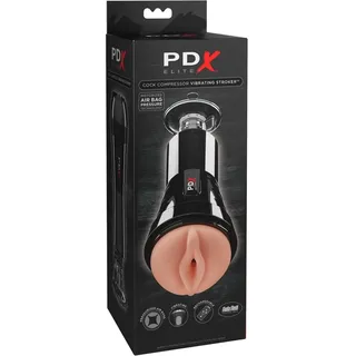 PDX Pipedream, PDX Elite Cock Compressor Vibrator mit Vibration, hautfarben hell