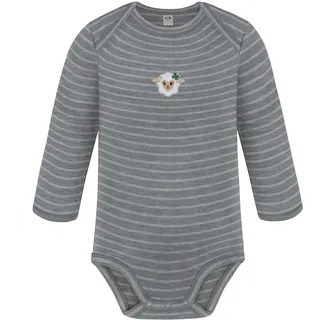 normani Outdoor Sports Baby Merino Body Langarm Auckland in Grau gestreift | Gr.: 86