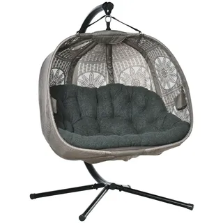 Outsunny Hängesessel oval Sand / Schwarz  2-Sitzer mit Gestell 